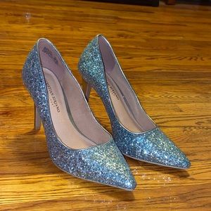 Sparkly Blue Pointed Toe Stiletto Heels